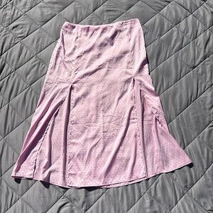 women’s pink polka dot zip skirt
